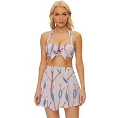 Abstract-006 Vintage Style Bikini Top And Skirt Set 