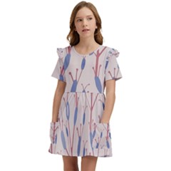 Abstract-006 Kids  Frilly Sleeves Pocket Dress