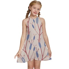 Abstract-006 Kids  Halter Collar Waist Tie Chiffon Dress