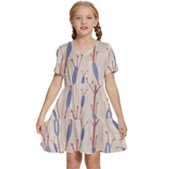 Abstract-006 Kids  Short Sleeve Tiered Mini Dress