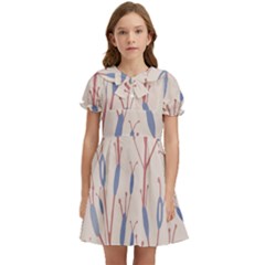 Abstract-006 Kids  Bow Tie Puff Sleeve Dress