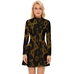 Star-of-david Long Sleeve Velour Longline Dress