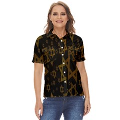 Star-of-david Women s Short Sleeve Double Pocket Shirt