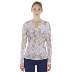 Star-of-david-001 V-neck Long Sleeve Top by nate14shop