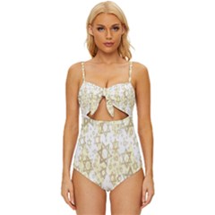 Star-of-david-001 Knot Front One-piece Swimsuit