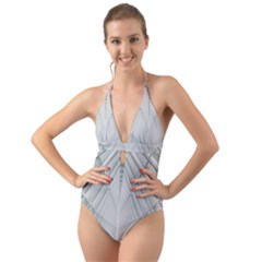 Architecture Building Halter Cut-out One Piece Swimsuit by artworkshop