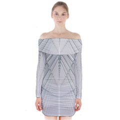 Architecture Building Long Sleeve Off Shoulder Dress by artworkshop