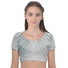 Architecture Building Velvet Short Sleeve Crop Top  by artworkshop