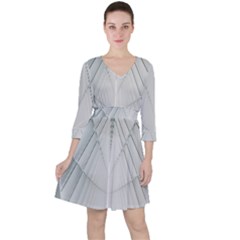 Architecture Building Quarter Sleeve Ruffle Waist Dress by artworkshop