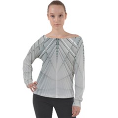 Architecture Building Off Shoulder Long Sleeve Velour Top by artworkshop