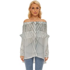 Architecture Building Off Shoulder Chiffon Pocket Shirt