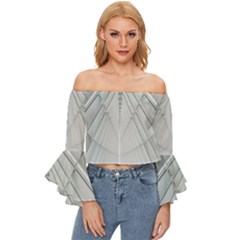 Architecture Building Off Shoulder Flutter Bell Sleeve Top