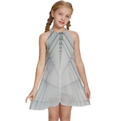 Architecture Building Kids  Halter Collar Waist Tie Chiffon Dress