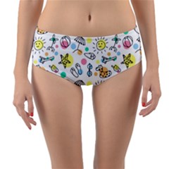 Drawing Pattern Reversible Mid-waist Bikini Bottoms by artworkshop