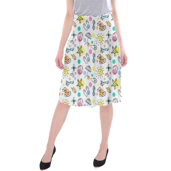 Drawing Pattern Midi Beach Skirt