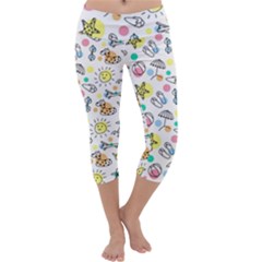 Drawing Pattern Capri Yoga Leggings by artworkshop