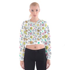 Drawing Pattern Cropped Sweatshirt by artworkshop