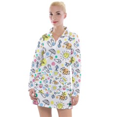 Drawing Pattern Women s Long Sleeve Casual Dress by artworkshop