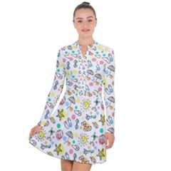 Drawing Pattern Long Sleeve Panel Dress by artworkshop