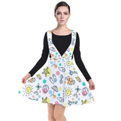 Drawing Pattern Plunge Pinafore Dress by artworkshop