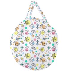 Drawing Pattern Giant Round Zipper Tote by artworkshop