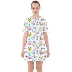 Drawing Pattern Sixties Short Sleeve Mini Dress by artworkshop