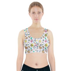 Drawing Pattern Sports Bra With Pocket by artworkshop