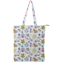 Drawing Pattern Double Zip Up Tote Bag