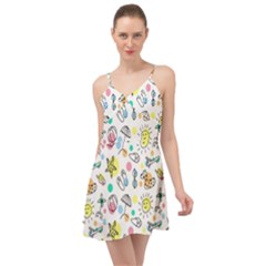 Drawing Pattern Summer Time Chiffon Dress