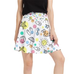 Drawing Pattern Waistband Skirt