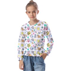 Drawing Pattern Kids  Long Sleeve Tee With Frill 