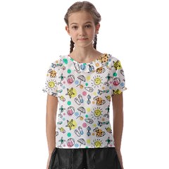 Drawing Pattern Kids  Frill Chiffon Blouse