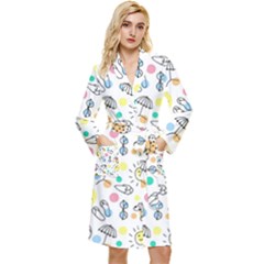 Drawing Pattern Long Sleeve Velour Robe by artworkshop