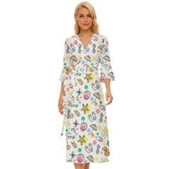 Drawing Pattern Midsummer Wrap Dress