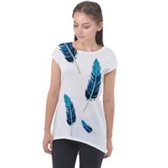 Feather Bird Cap Sleeve High Low Top by artworkshop