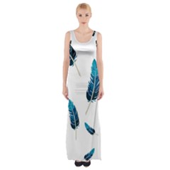 Feather Bird Thigh Split Maxi Dress by artworkshop