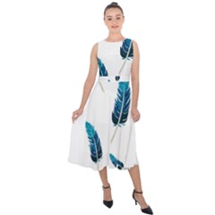 Feather Bird Midi Tie-back Chiffon Dress by artworkshop