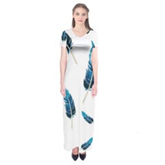 Feather Bird Short Sleeve Maxi Dress