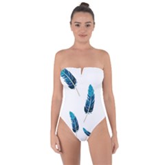 Feather Bird Tie Back One Piece Swimsuit by artworkshop