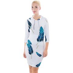 Feather Bird Quarter Sleeve Hood Bodycon Dress by artworkshop