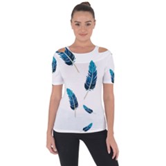 Feather Bird Shoulder Cut Out Short Sleeve Top by artworkshop