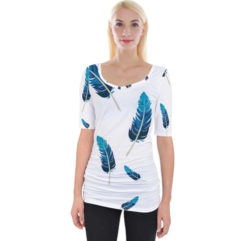 Feather Bird Wide Neckline Tee by artworkshop