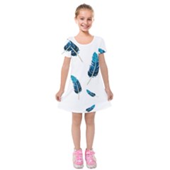 Feather Bird Kids  Short Sleeve Velvet Dress by artworkshop