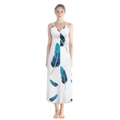 Feather Bird Button Up Chiffon Maxi Dress by artworkshop