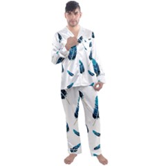 Feather Bird Men s Long Sleeve Satin Pajamas Set by artworkshop