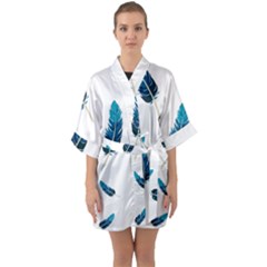 Feather Bird Half Sleeve Satin Kimono 