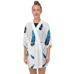 Feather Bird Half Sleeve Chiffon Kimono by artworkshop