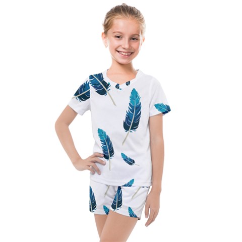 Feather Bird Kids  Mesh Tee And Shorts Set by artworkshop