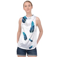 Feather Bird High Neck Satin Top by artworkshop