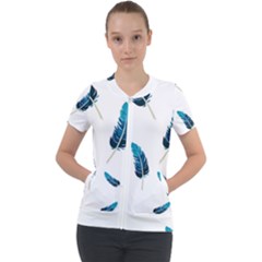 Feather Bird Short Sleeve Zip Up Jacket by artworkshop